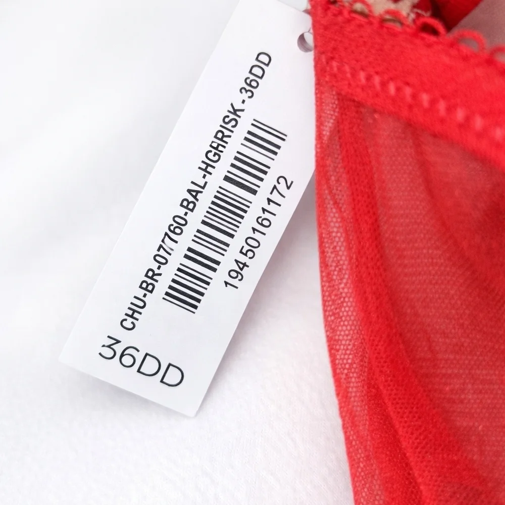 NWT Adore Me Red Lace Up Underwire Bra 36DD Strappy Lace